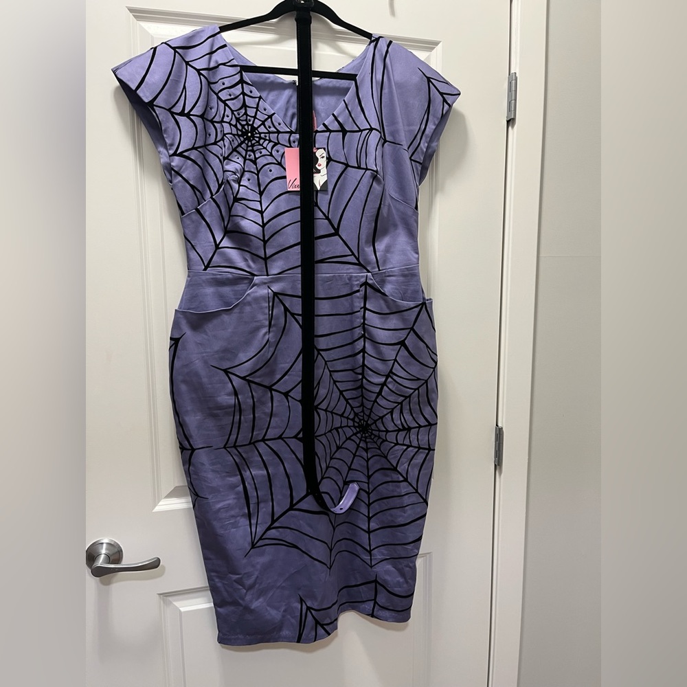 Vixen by Micheline Pitt Widow Spider Web Dress in Periwinkle - Picture 2 of 8
